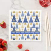 Serviette En Papier Joyeux Motif de Noël en or bleu #25 ID1009 (En situation)