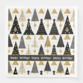 Serviette En Papier Joyeux Motif de Noël en or noir #25 ID1009 (Devant)