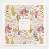 Serviette En Papier Joyeux Motif de Noël rose or #21 ID1009 (Devant)