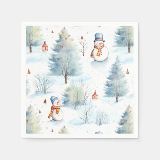 Serviette En Papier Joyeux Motif des Snowmen (Devant)