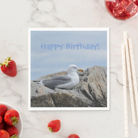 Serviette En Papier Joyeux mouette d'anniversaire (En situation)