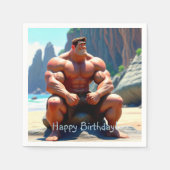 Serviette En Papier Joyeux Muscleman d'anniversaire (Devant)