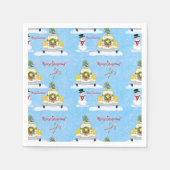 Serviette En Papier Joyeux Noël 1950 New York Yellow Cab Motif (Devant)