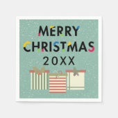 Serviette En Papier Joyeux Noël 20XX Modèle boîtes cadeaux (Devant)