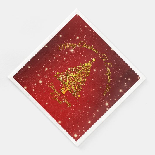 Serviette En Papier Joyeux Noël 20XX Red Gold Tree étoiles (Coin)