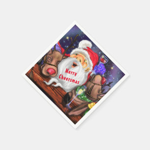 Serviette En Papier Joyeux Noël à Santa et Reindeer