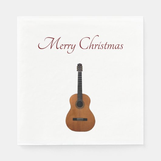 Serviette En Papier Joyeux Noël Acoustic Guitare Musical (Devant)