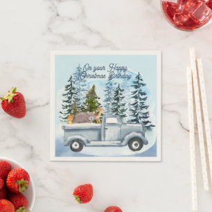 Serviette En Papier Joyeux Noël Anniversaire serviettes
