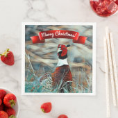 Serviette En Papier Joyeux Noël Aquarelle Col Ring Pheasant (En situation)