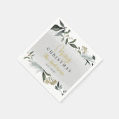 Serviette En Papier Joyeux Noël aquarelle feuillage Noël (Coin)