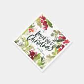 Serviette En Papier Joyeux Noël aquarelle florale vacances (Coin)