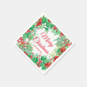 Serviette En Papier Joyeux Noël Aquarelle Holly Wreath Holiday (Coin)
