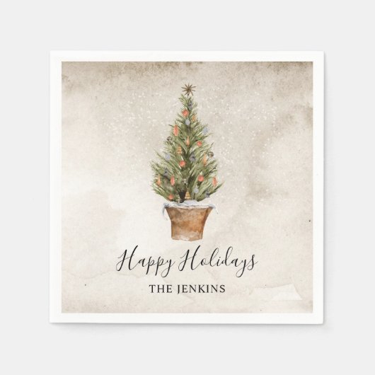 Serviette En Papier Joyeux Noël Arbre (Devant)