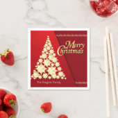 Serviette En Papier Joyeux Noël - Arbre d'or en rouge (En situation)