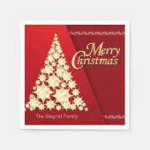Serviette En Papier Joyeux Noël - Arbre d'or en rouge (Devant)