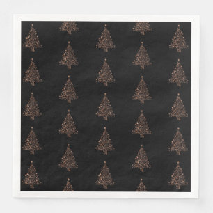 Serviette En Papier Joyeux Noël Arbre Motif Cuivre noir Élégant