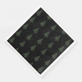 Serviette En Papier Joyeux Noël Arbre Motif Vert Noir Élégant (Coin)