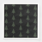 Serviette En Papier Joyeux Noël Arbre Motif Vert Noir Élégant (Devant)
