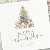 Serviette En Papier Joyeux Noël Arbre Sage Nom du script Année