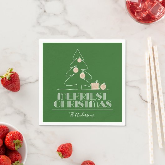 Serviette En Papier Joyeux Noël Arbre vert Vacances (En situation)