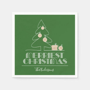 Serviette En Papier Joyeux Noël Arbre vert Vacances