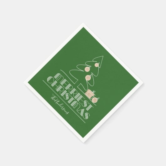Serviette En Papier Joyeux Noël Arbre vert Vacances (Coin)