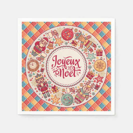 Serviette En Papier Joyeux Noel art folklorique français Noël (Devant)
