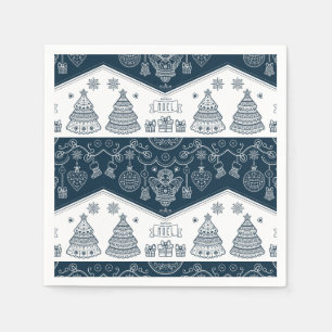 Serviette En Papier Joyeux Noel art populaire français bleu blanc ange