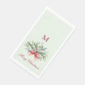 Serviette En Papier Joyeux Noël au Monogramme rouge (Coin)