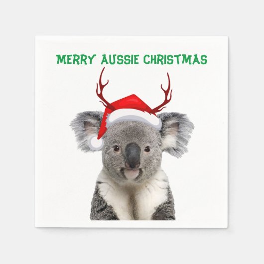 Serviette En Papier Joyeux Noël australien Koala (Devant)