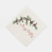 Serviette En Papier Joyeux Noël avec Branche de l'arbre Saint (Coin)