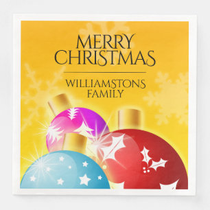 Serviette En Papier Joyeux Noël avec des ornements Festive