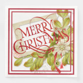 Serviette En Papier Joyeux Noël avec fleurs vertes Jouer l'oreiller (Devant)