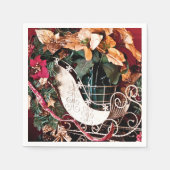 Serviette En Papier Joyeux Noël avec Gold Sleigh (Devant)