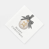Serviette En Papier Joyeux Noël Bauble blanc noir (Coin)