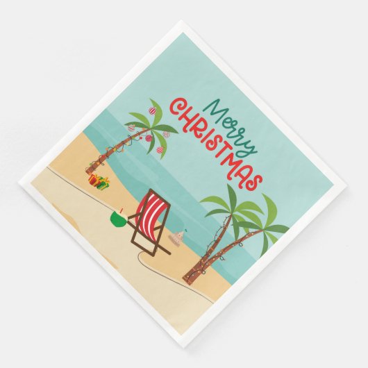 Serviette En Papier Joyeux Noël Beach Party (Coin)