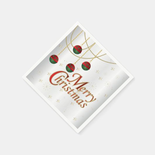 Serviette En Papier Joyeux Noël blanc brillant (Coin)
