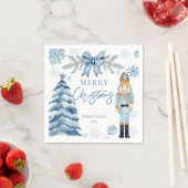Serviette En Papier Joyeux Noël bleu arc noir (En situation)