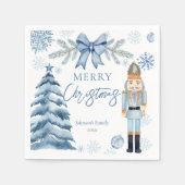 Serviette En Papier Joyeux Noël bleu arc noir (Devant)