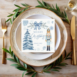 Serviette En Papier Joyeux Noël bleu arc noir