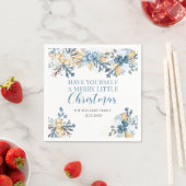 Serviette En Papier Joyeux Noël bleu baies d'hiver papier (En situation)