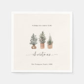 Serviette En Papier Joyeux Noël Boho Minimal Pine Trees (Devant)