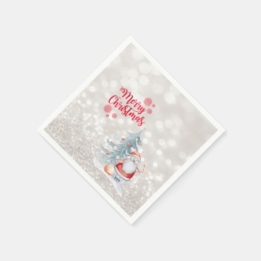 Serviette En Papier Joyeux Noël, Bokeh, Santa Claus, Pine Tree (Coin)