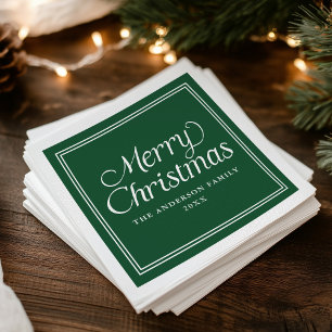 Serviette En Papier Joyeux Noël Bordure Classique Verte