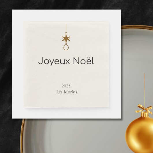 Serviette En Papier Joyeux Noel - branches de pin délicates