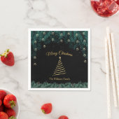 Serviette En Papier Joyeux Noël | Branches Gold Tree & Pine (En situation)