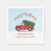 Serviette En Papier Joyeux Noël Calligraphie Cute Russe Camion Rouge (Devant)
