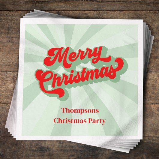 Serviette En Papier Joyeux Noël Calligraphie Rouge vert Whimsical