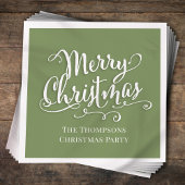 Serviette En Papier Joyeux Noël Calligraphie Script Simple Vert