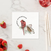 Serviette En Papier Joyeux Noël Cardinal & Pine Cone Noël Avril (En situation)